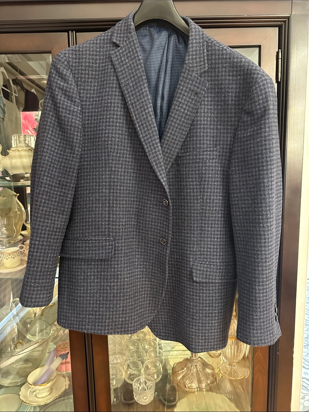 Jos. A. Bank Gray-Blue Houndstooth Sport Coat